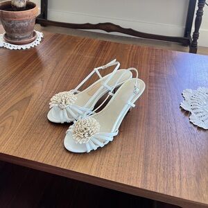 Miu Miu Cream and White Slingback Sandals